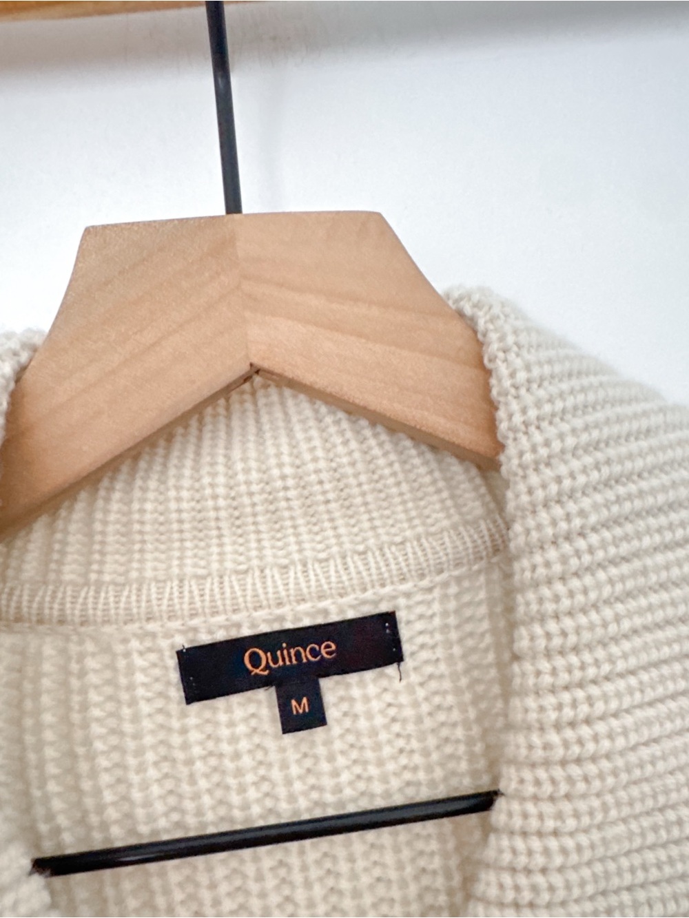 Quince Australian Merino Wool Women's Collared Cable Cardigan Heather Bone Cream - Picture 6 of 13
